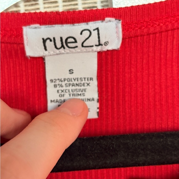 Rue21 Vibrant Red Button-Up Bodysuit - Picture 4 of 6